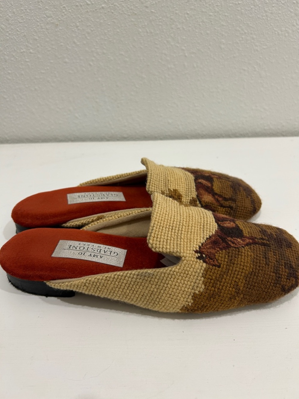 RARE Vintage Amy Jo Gladstone Equestrian Horse Tapestry Mules | Size 7 - Picture 6 of 14